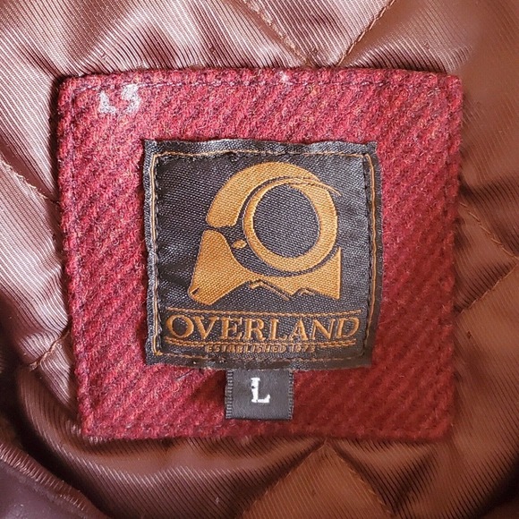 Overland Lane Men's Leather-Trimmed Wool Field Jacket Red/Brown Size Large EUC - Picture 7 of 9
